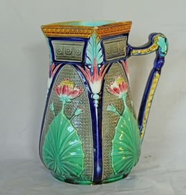 Copeland majolica lotus flower pitcher