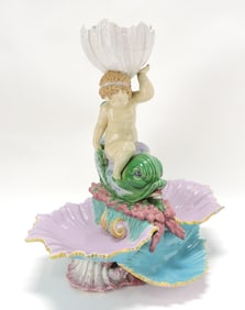 George Jones majolica putto and