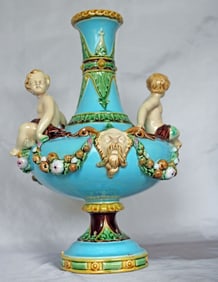 A Minton majolica turquoise ground