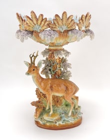 Hugo Lonitz majolica figural comport