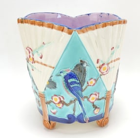 Wedgwood majolica bird and fan