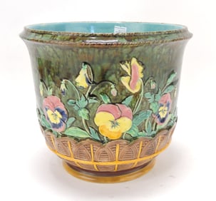 Copeland majolica wicker and pansy