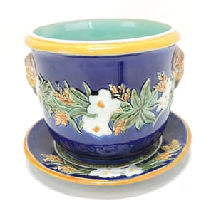 Holdcroft majolica cobalt cachepot