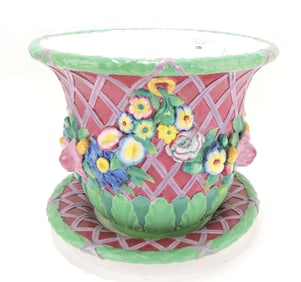 Minton majolica jardiniere and stand,