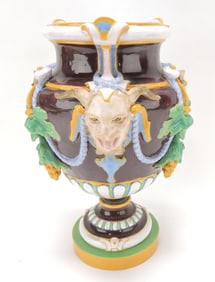 Minton majolica Bacchus urn with