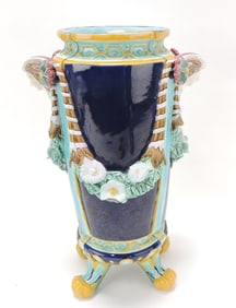 Holdcroft majolica cobalt vase with
