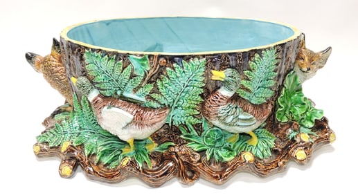 RARE Hugo Lonitz majolica fox and