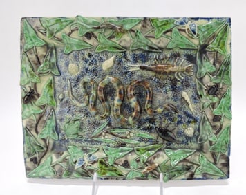 French Palissy majolica rectangular