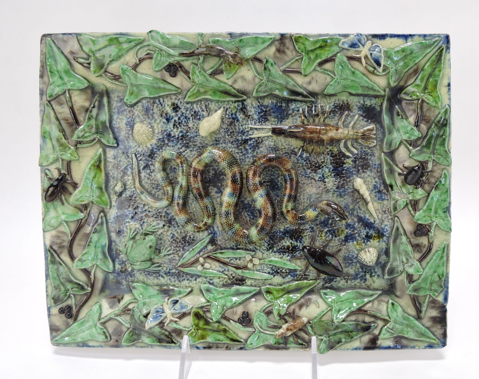 French Palissy majolica rectangular (1 of 2)