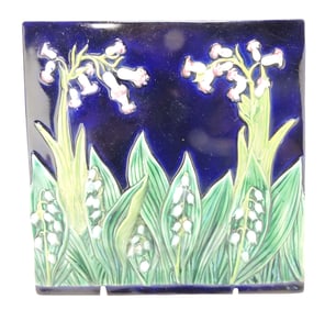 George Jones cobalt majolica tile,