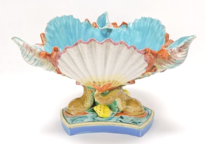 Royal Worcester majolica shell and