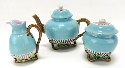 Minton majolica rare small three piece