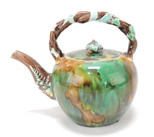 Wedgwood majolica mottled tea kettle,