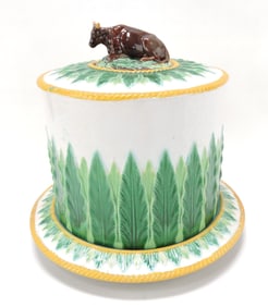 George Jones majolica cheese keeper