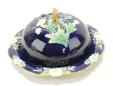 George Jones majolica cobalt muffin