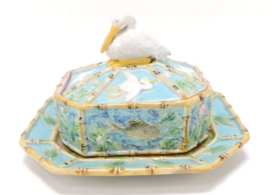 George Jones majolica pelican sardine