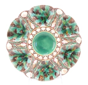 Minton majolica mottled six well oyster