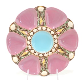 Minton majolica pink six well oyster