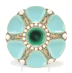 Minton majolica turquoise six well