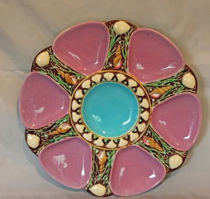 Minton majolica pink six well oyster
