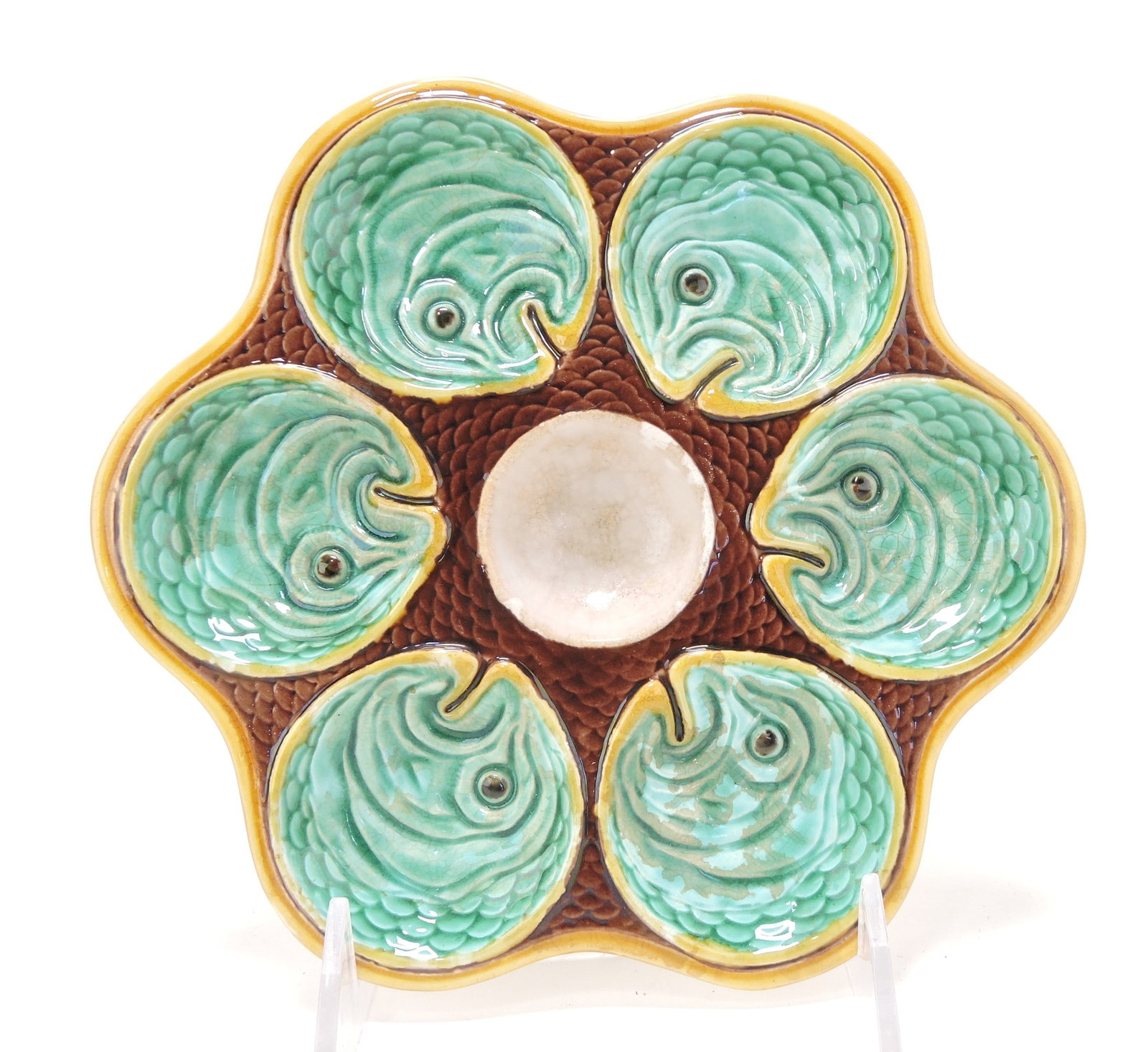 Wedgwood majolica six well escargot: plate, 7"