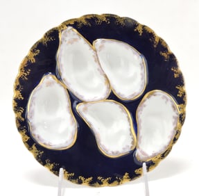 Porcelain cobalt blue five well oyster
