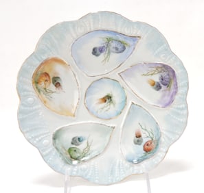 Porcelain five well oyster plate with
