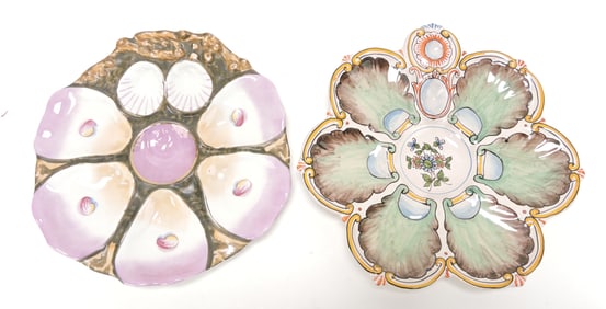 Porcelain lot of 2 oyster plates,