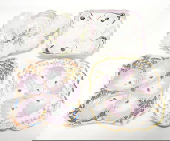Porcelain lot of 4 oyster plates,