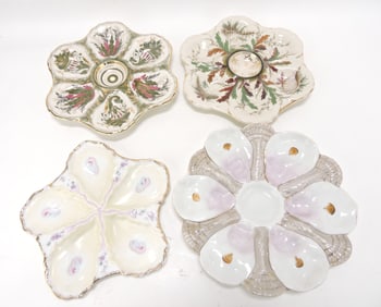 Porcelain lot of 3 oyster plates, 8 1/2" to