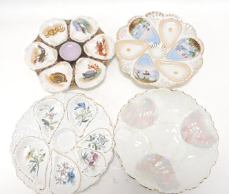 Porcelain lot of 3 oyster plates, 8',