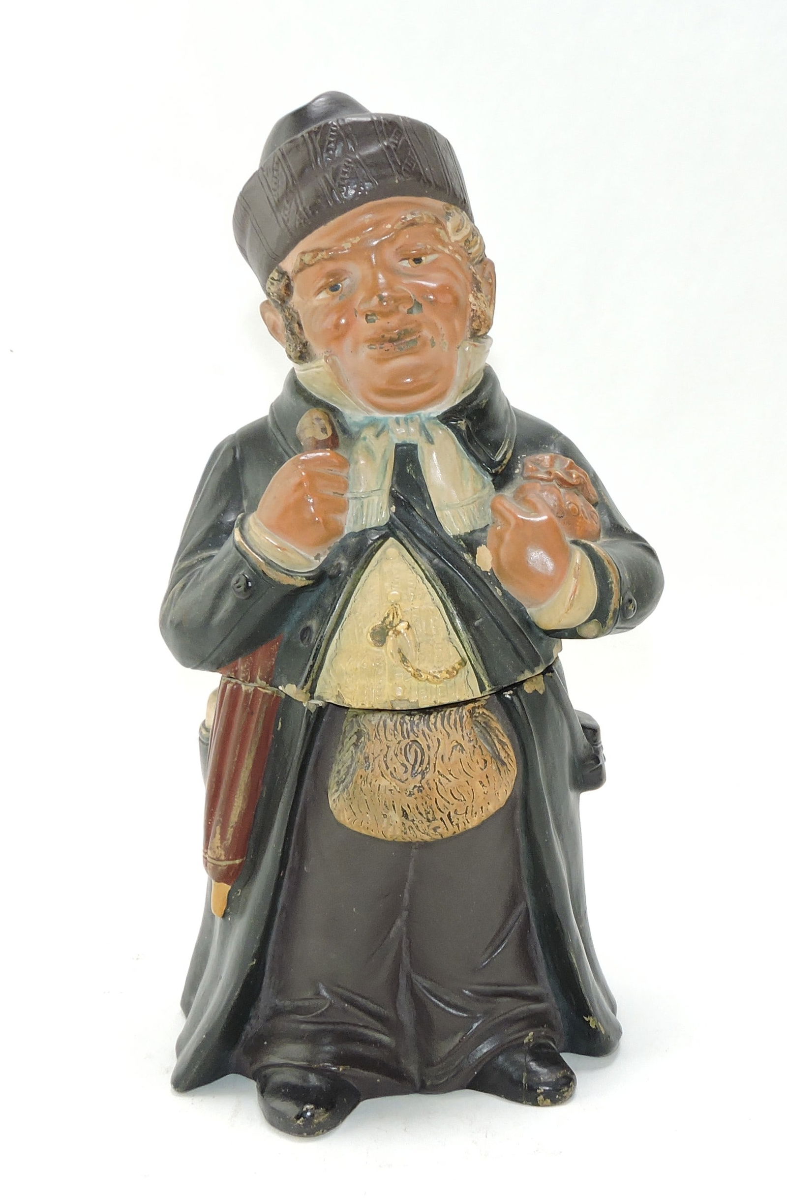 Terra cotta figural tobacco jar of a (1 of 1)