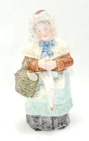 Majolica figural tobacco jar of a