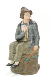 WS & S terra cotta figural tobacco jar