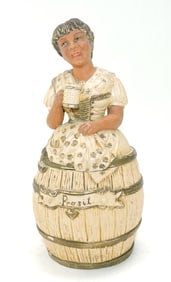 Terra cotta figural tobacco jar of