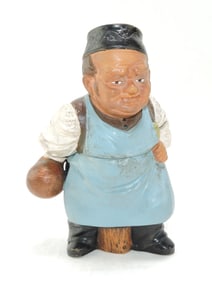 Terra cotta figural tobacco jar of a