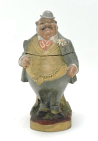 Terra cotta figural tobacco jar of a