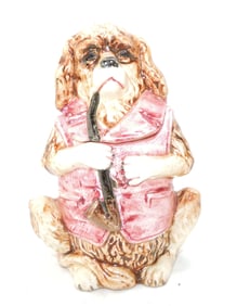 Majolica figural tobacco jar of a