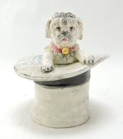 Majolica figural tobacco jar of a