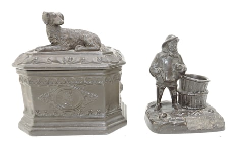 Terra cotta humidor with dog on cover