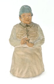 Terra cotta figural tobacco jar of