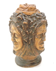 Terra cotta figural tobacco jar