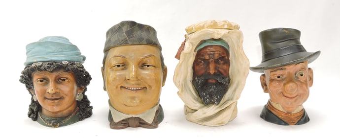 Terra cotta lot of 4 figural tobacco