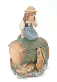 Terra cotta figural tobacco jar of