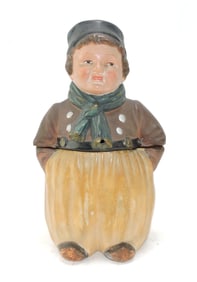 Terra cotta figural tobacco jar of