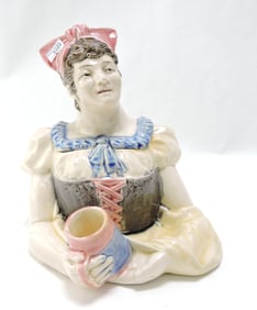 Majolica lady tavern server figural