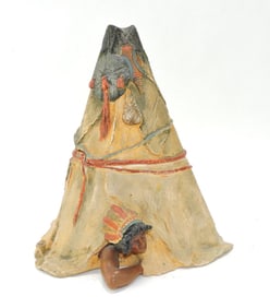 Figural tobacco jar of an Indian and