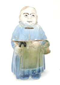 Majolica figural tobacco jar of a