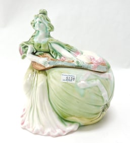 Majolica Art Nouveau lady figural