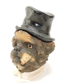 Terra cotta figural tobacco jar of